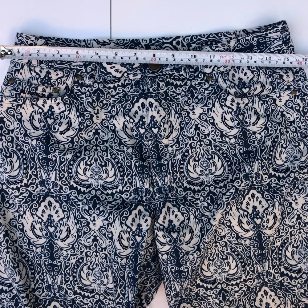 Ralph Lauren Floral Print Capri pants white navy size 8 - Picture 7 of 8